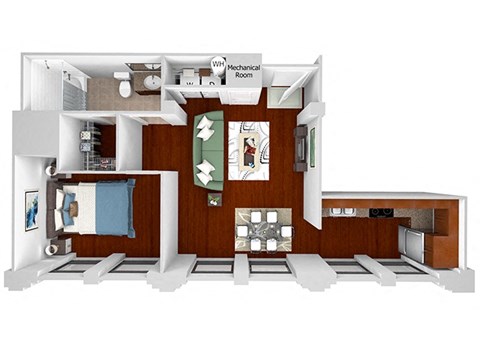 Main 3 Downtown - A5 (Landmark) - 1bed/1 bath - 3D